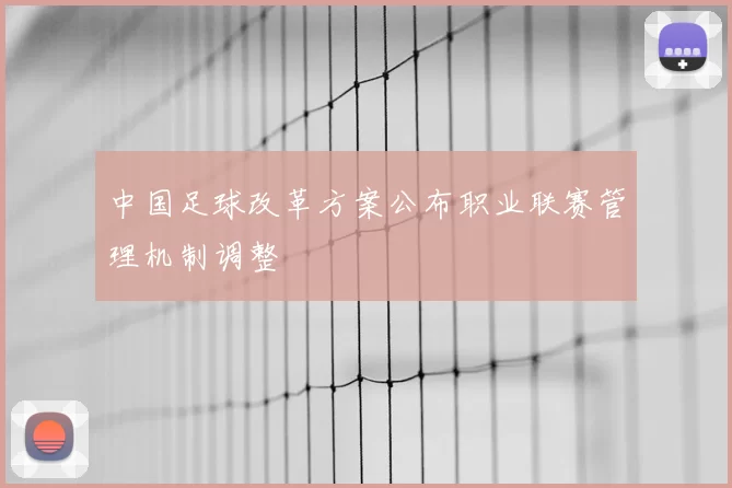 中国足球改革方案公布职业联赛管理机制调整